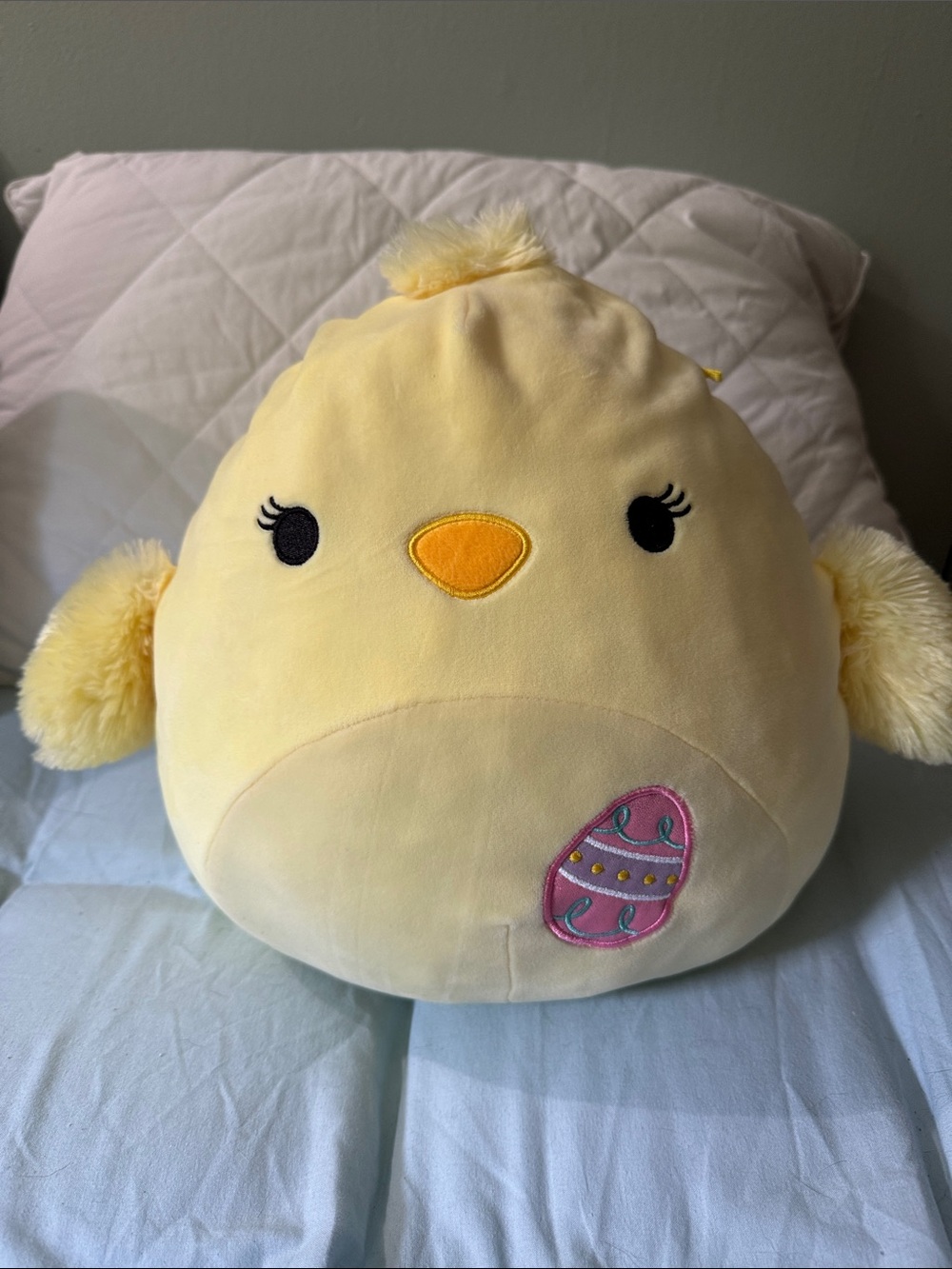 Squishmallows Yellow Chick Plush with Pink Egg Patch